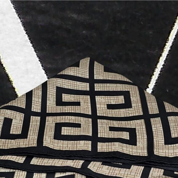 Luxury Greek Key Geometric Foulard Scarf / Head Wrap - Picture 2 of 3